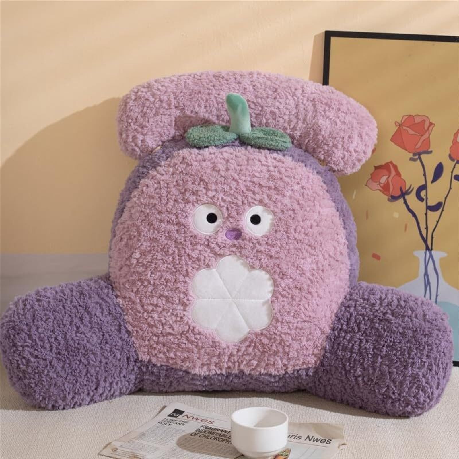 MYXJX back support cushion, Pillow Cartoon Plush Back Support Cushion For Sofa Chair Backrest Waist Cushions(Purple)