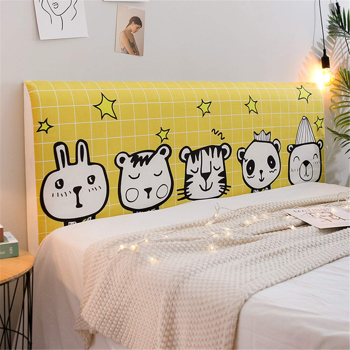 Copritestiera In Velluto Elasticizzato - Per Letti Singoli, Matrimoniali E King Size, Giallo Beige - Foto 9