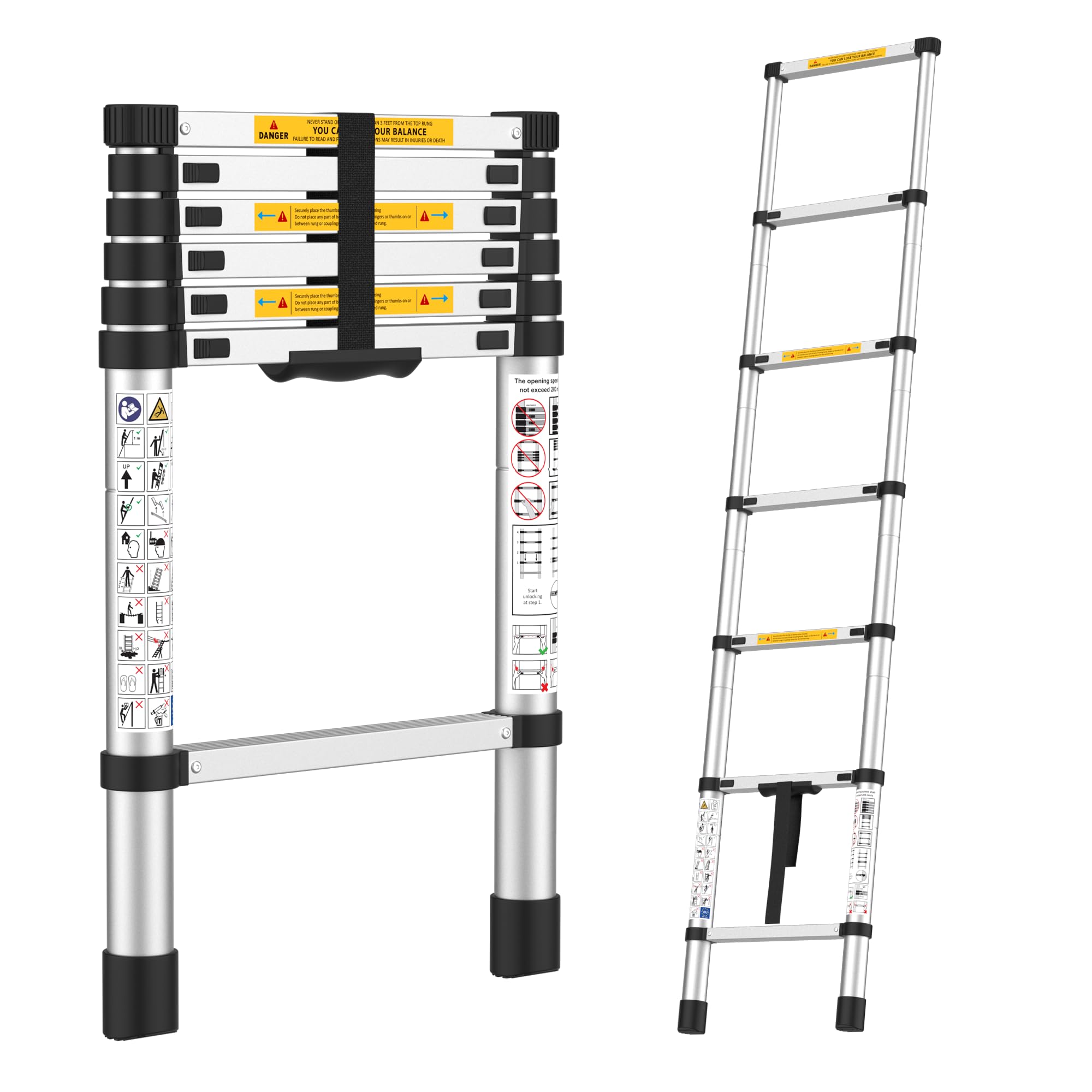 BonKaso VertiPro 3.8M(12.5Ft) Telescopic Ladder|Aluminum Ladder 13 Steps|Multipurpose for Home & Outdoor use with Self Lock Mechanism|EN131 Certified Max Load Capacity of 150kg — Amazon image 14