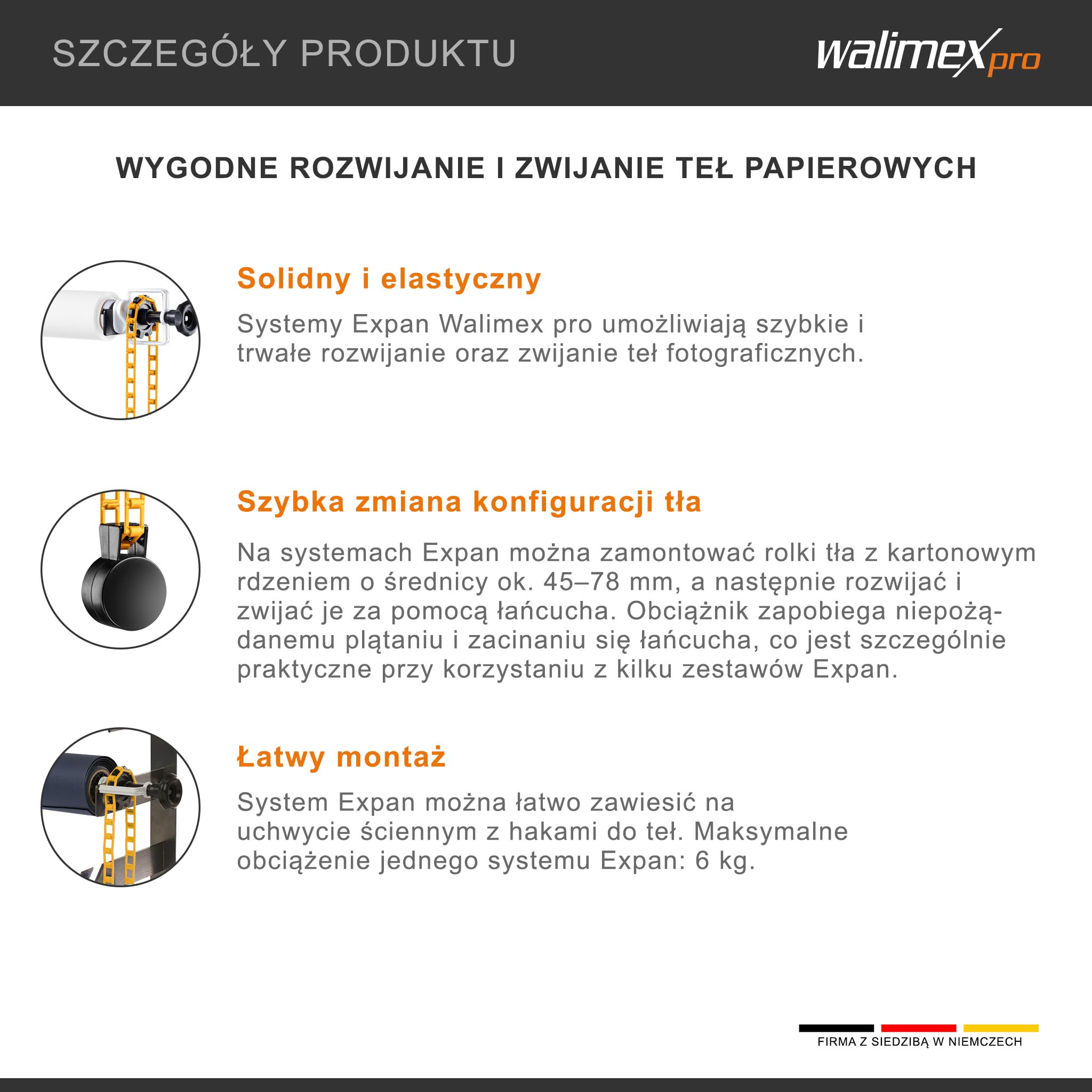 Walimex 3 składane tło zestaw montażowy (zestaw 3)