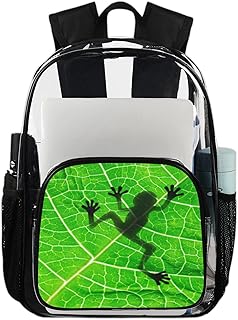 Frog Shadow Mochila transparente para uso pesado, mochila transparente impermeável de sapo fofo mochila transparente de PVC com alça de ombro reforçada para escola, trabalho, viagens, Multicor
