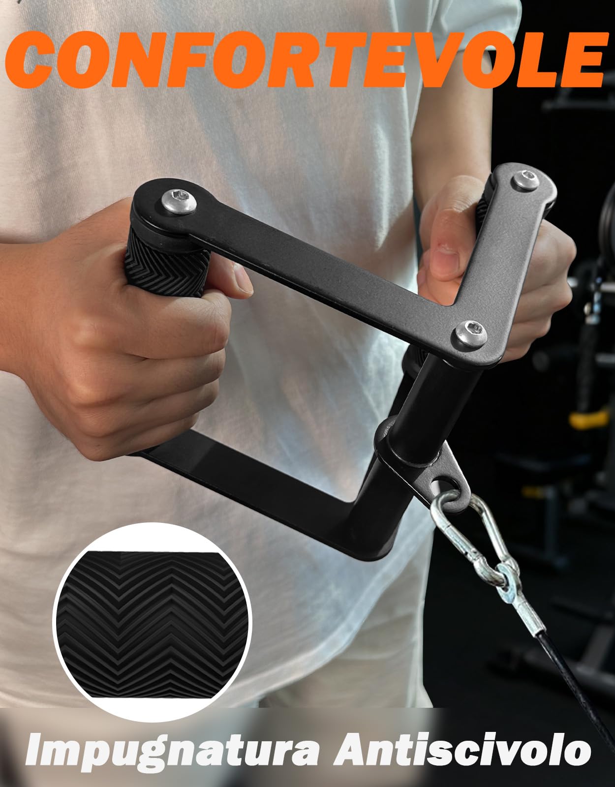 Fitarc Maniglia Double D Accessori Cavi per Palestra, Accessorio V‑Bar Antiscivolo per Attrezzatura Home Gym, Accessorio T‑Bar per Rematore, Accessori per Lat Pulldown e Accessorio per Macchina a Cavo