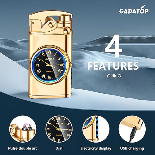 Vista 26 de GADATOP Encendedor eléctrico recargable, encendedor creativo personalizado por USB, encendedor mecedor, resistente al viento, encendedor sin llama