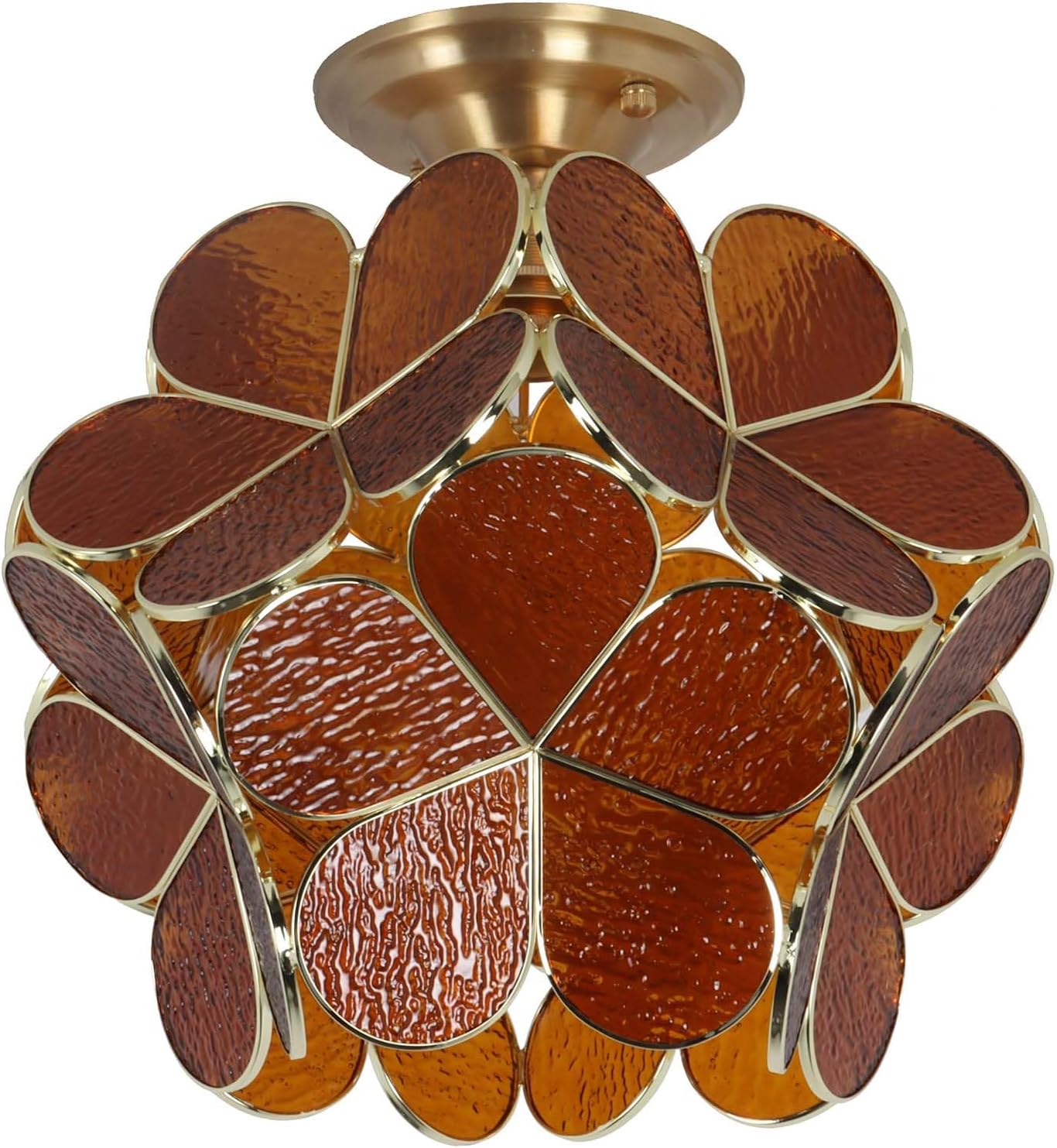 Bieye L10824 Flower Petals Tiffany Style Stained Glass Close to Ceiling Light for Home Decor (Textured Aqua Blue, 8" Cherry Blossom)