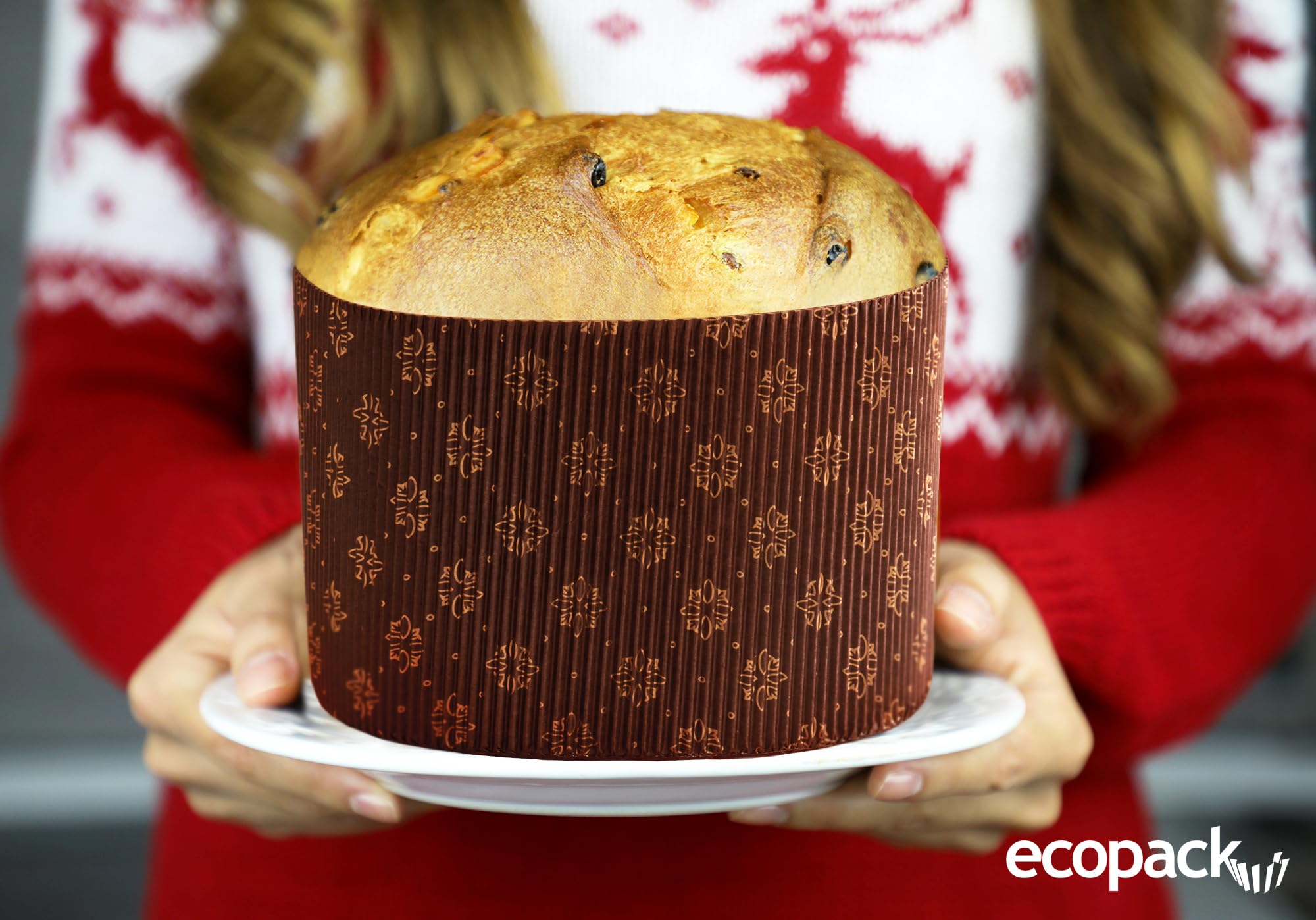 Ecopack Molde para panettone alto rígido con onda externa de 1 kg, apto para horno hasta 220 °C, paquete de 500 unidades