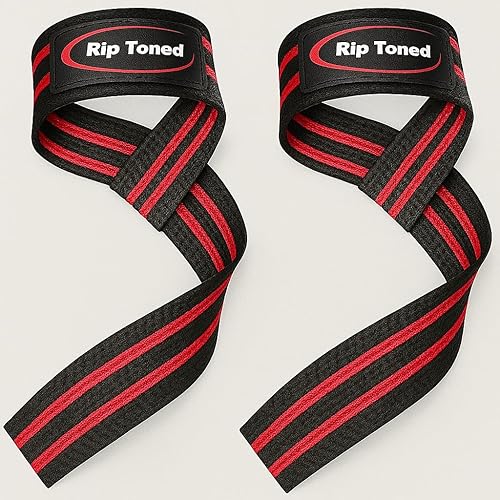Miniatura 8 de Rip Toned Performance Wrist Straps for Weightlifting – 23" Padded Lifting Straps for Men & Women – Cotton Gym Straps for Deadlifts, Strength Rojo