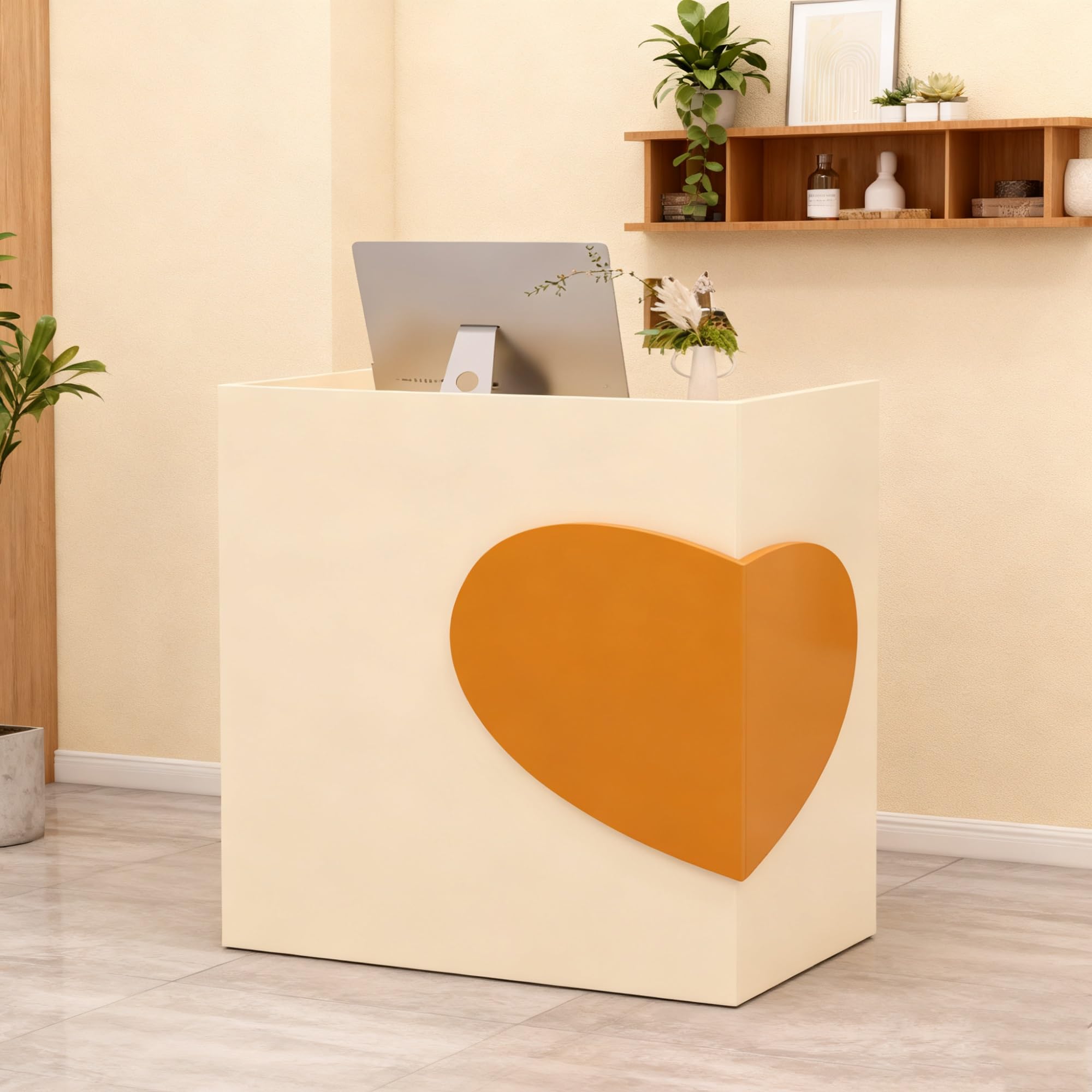 Bureau de réception modulaire pour magasins de vêtements et de fleurs, 90 cm de haut, panneau surélevé à trois côtés, tiroirs cachés avec serrure, design spacieux pour une nification optimale