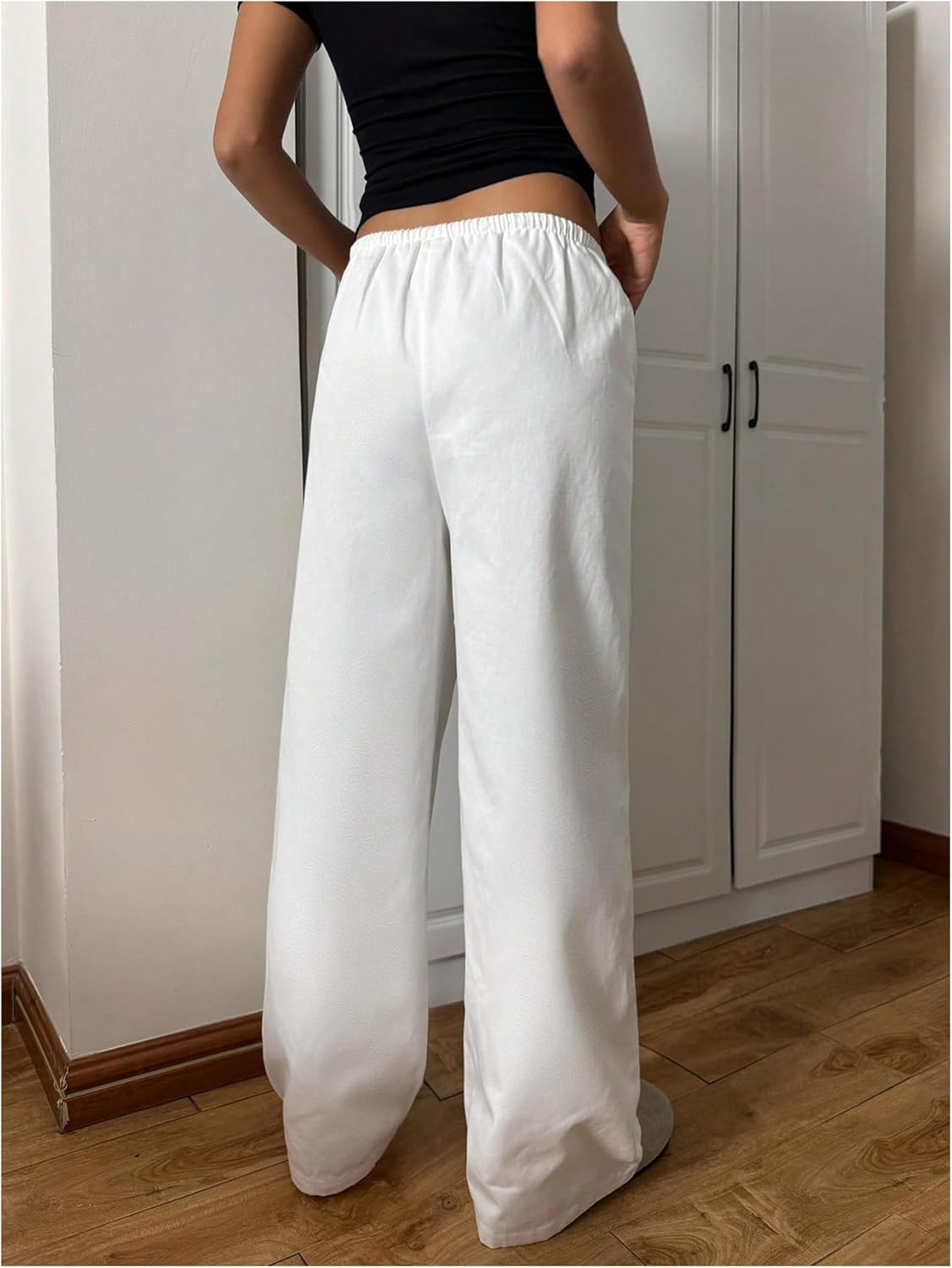 SOLY HUX Women's Wide Leg Straight Pants Elastic Waist Drawstring Casual Loose Sweatpants - Image 3