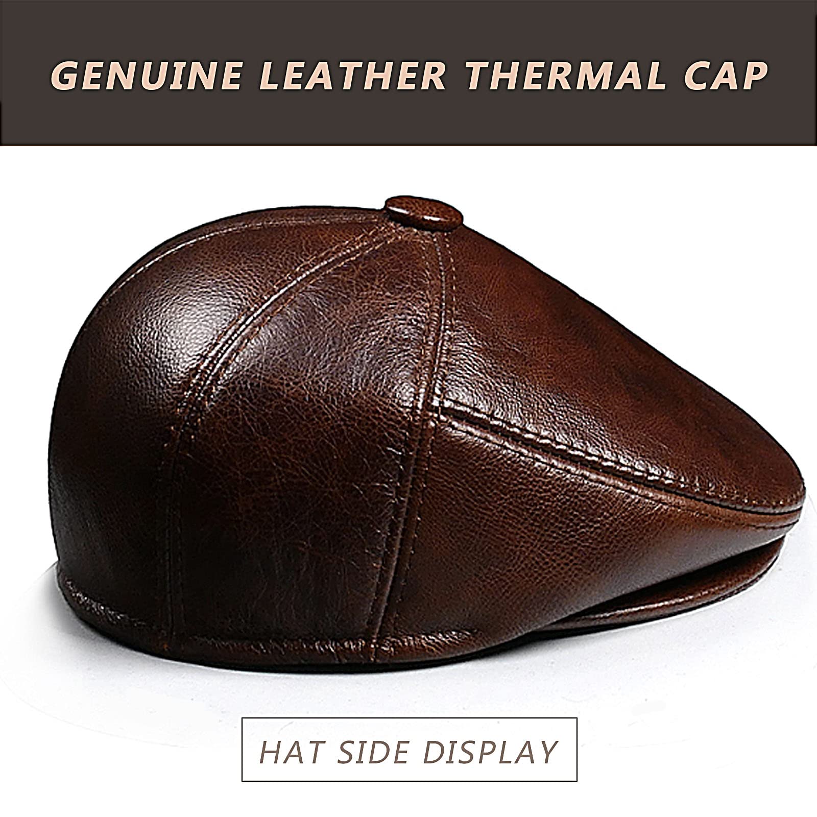 Cappello Piatto Uomo In Pelle PU - Stile Gatsby, Regolabile, Tinta Unita, Taglia Unica - Foto 10