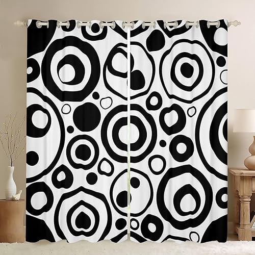 Miniatura 45 de Cortinas cuadradas grises, negras, rojas, blancas, con cuadrícula geométrica para niños, niñas, adolescentes, cortinas de tratamiento de ventanas