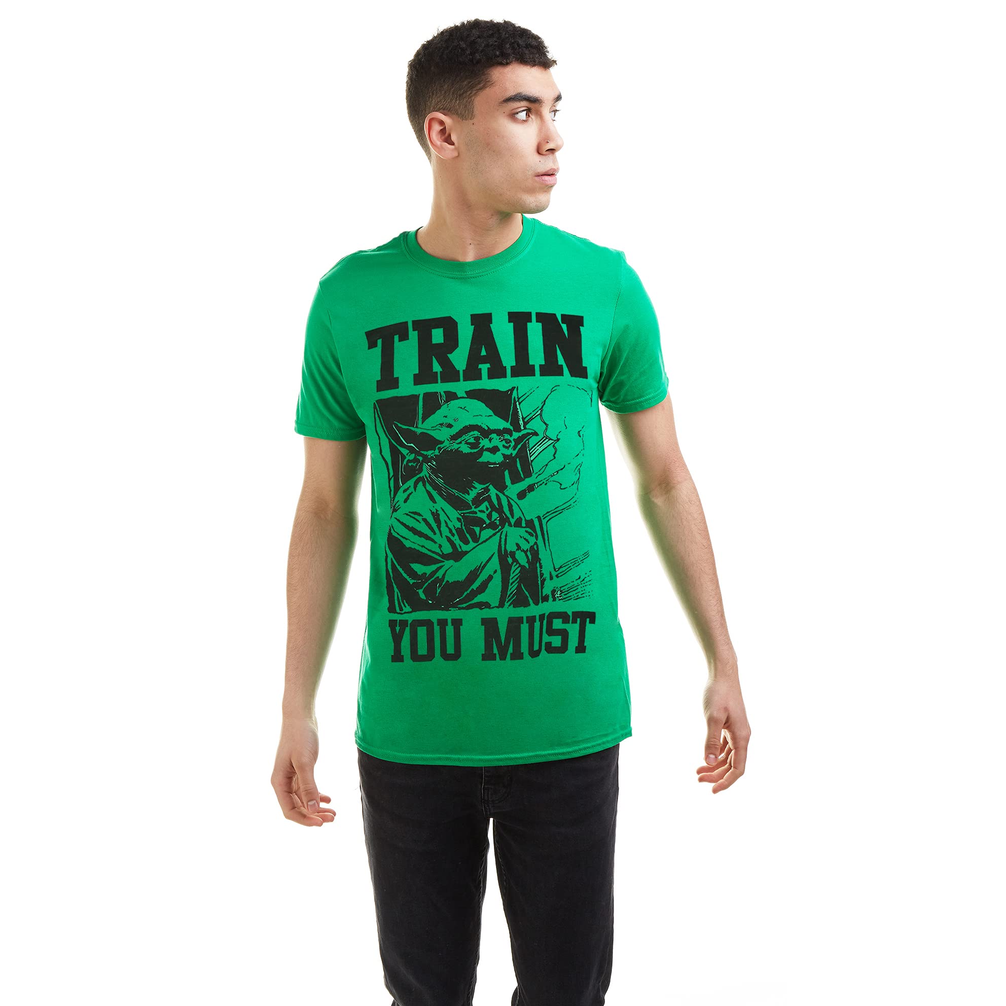 Star Wars Men's Yoda Train T Shirt, Green (Kelly Green Grn), M UK