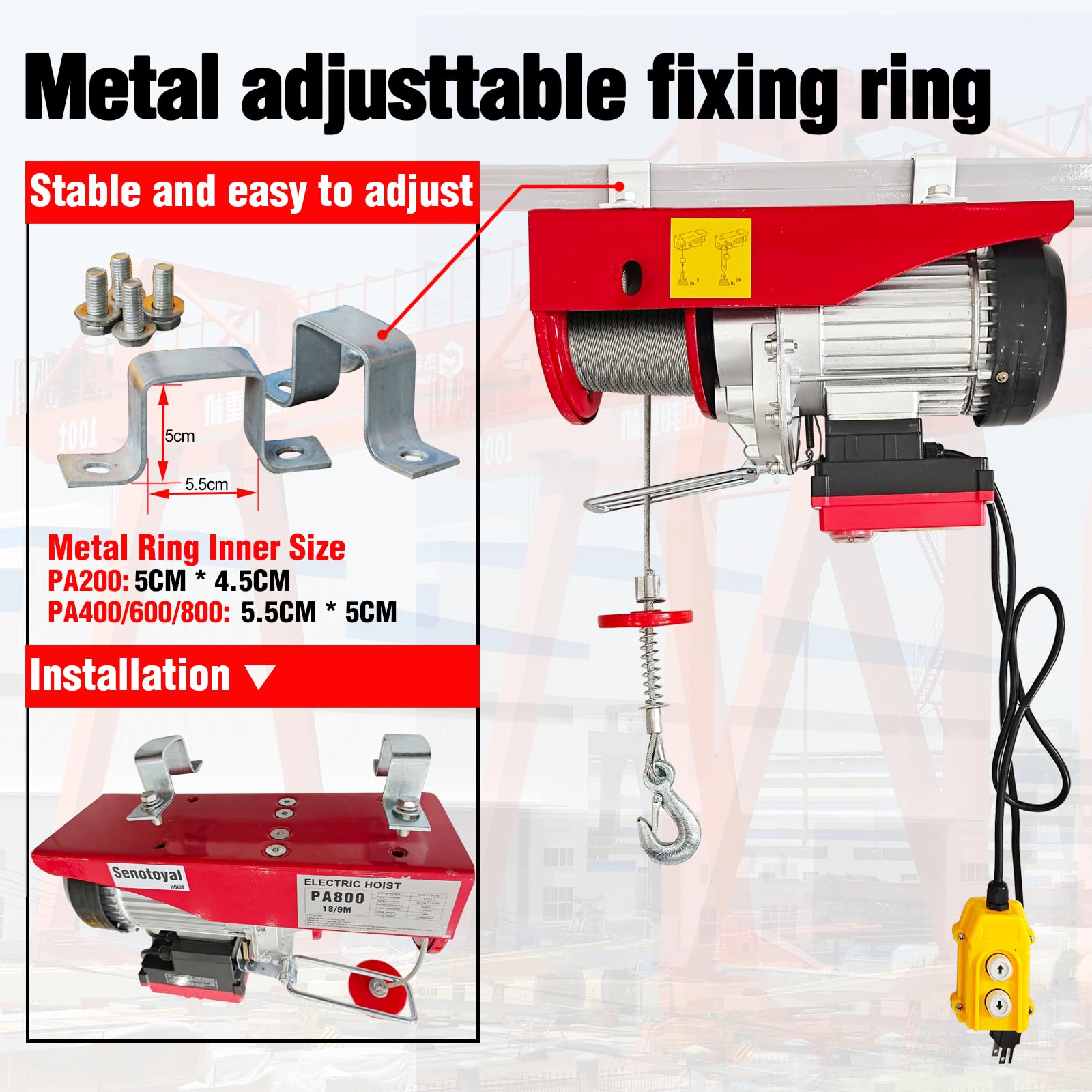 Electric Hoist 1760lbs - 2-in-1 Remote Control -6