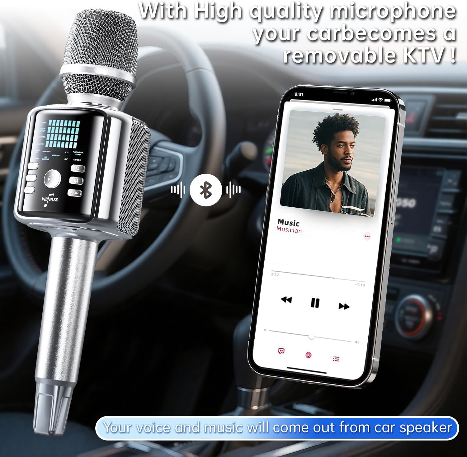 Professional Wireless Karaoke Microphone with Soundcard and Speaker,3 in 1 Bluetooth Karaoke Machine Featuring Surround Sound and Dynamic Pickup That Surpasses Ordinary Karaoke Microphones thumbnail