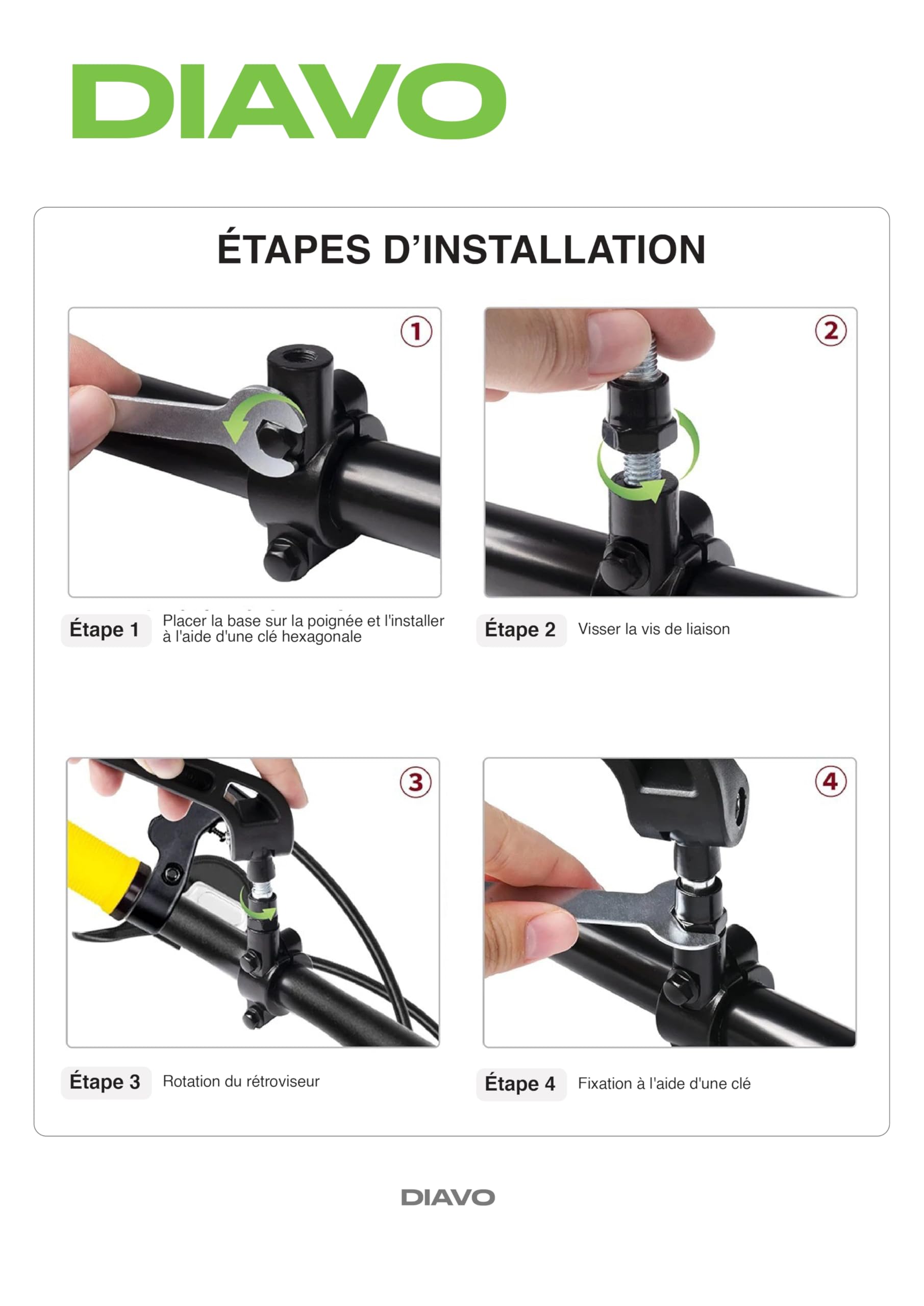 Diavo Gilet LED Sécurité + Rétroviseur Vélo – Pack Haute Visibilité 360° – Étanche & Rechargeable – Cyclisme, Jogging, Trottinette avec LED Clignotant et Télécommande, Installation Facile