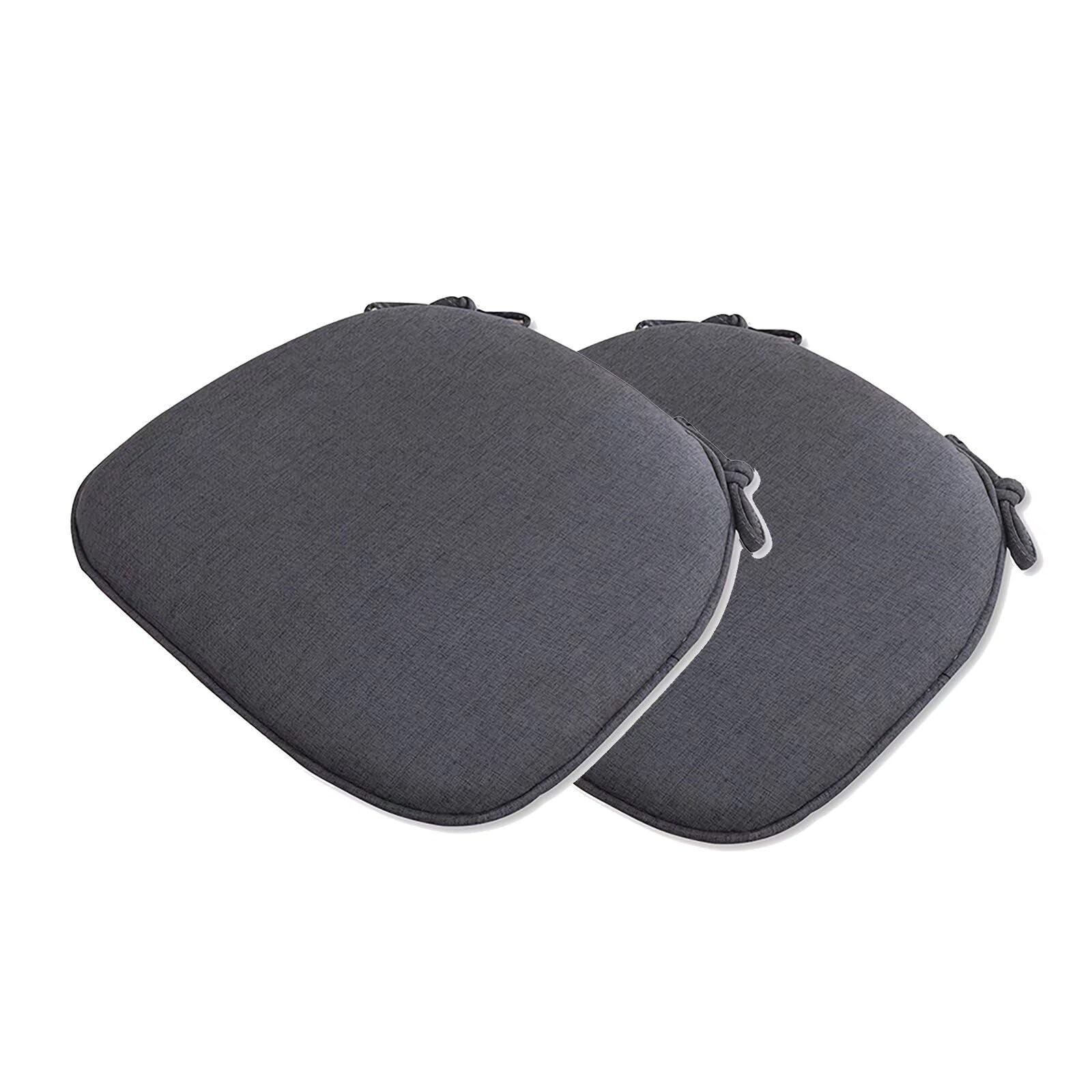 Galette De Chaise Lot De 2 avec Attaches, Coussin Chaise Cuisine Lavable, Antidérapant Galette Chaise Salle à Manger, Coton et Lin Coussins De Chaises D'Interieur Anthracite