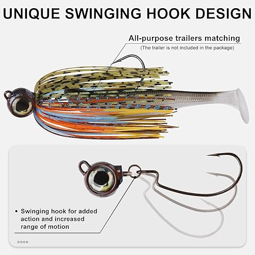 Miniatura 4 de TRUSCEND Señuelos de pesca de titanio con protección contra malas hierbas con gancho BKK recubierto de teflón ultra suave, plantillas de bajo con