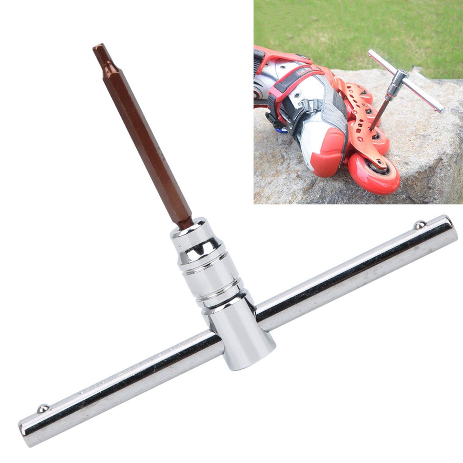 Topyond Inline Skating Roller Skate Removal Accessories - 15.5cm T-Shape Handle with 4mm Inner Hex Wrench