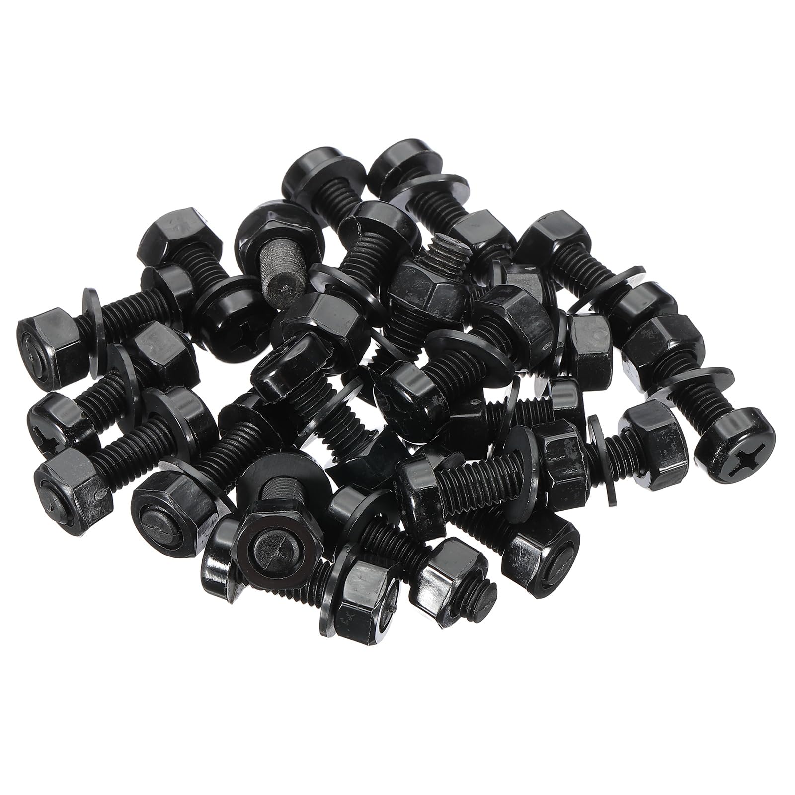 PATIKIL M8x25mm Black Nylon Bolts Plastic Nuts Full Thread Head Screws, 24 Pcs, M8*25mm