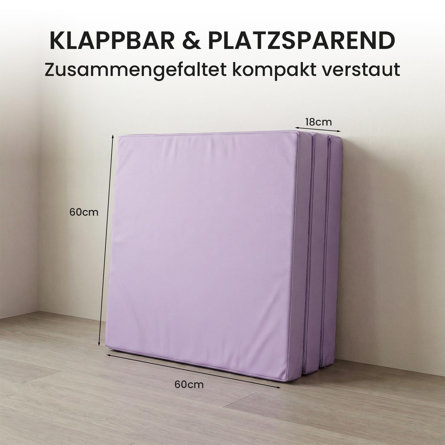 Jeflex - Colchoneta plegable Gimnasia 180 x 60 x 6 cm fabricada en Alemania / Esterilla de gimnasia / Colchoneta multifuncional y yoga / Esterilla de juego para habitación de los niños