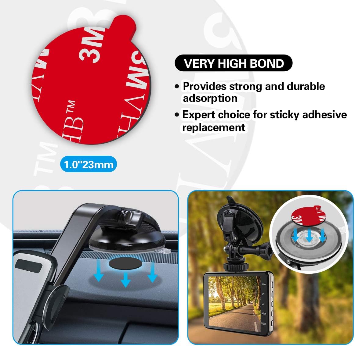 pop-tech Sticky Adhesive Replacement for Magnetic Car Mount, 8PCS Circular Heat Resistant 3M VHB Double Sided Strong Sticker Pads for Magnet Cell Phone Stand & Finger Ring Holder & Socket Grip Mount