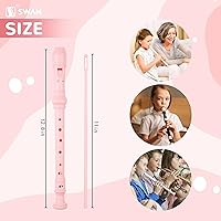 Vista 3 de SWAN Grabadora soprano para principiantes, flauta alemana de 8 agujeros, desmontable, 3 unidades, ABS, con varilla de limpieza y gráfico de dedos