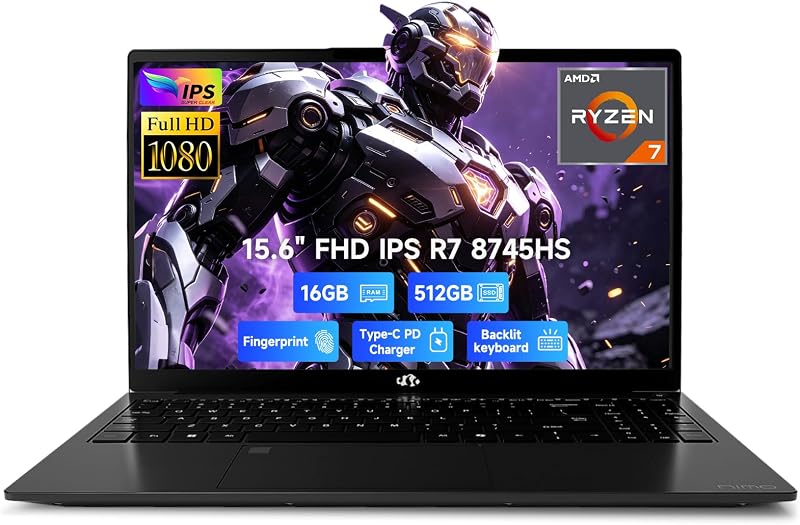 AI-Productivity Light Gaming-Laptop AMD Ryzen 7 8745HS 16GB DDR5 512GB SSD | Radeon 780M (Beat R9 7940HS), 15.6” FHD USB4 100W PD for Creative Projects, College Creators & AI Work, 2Yr-Warranty