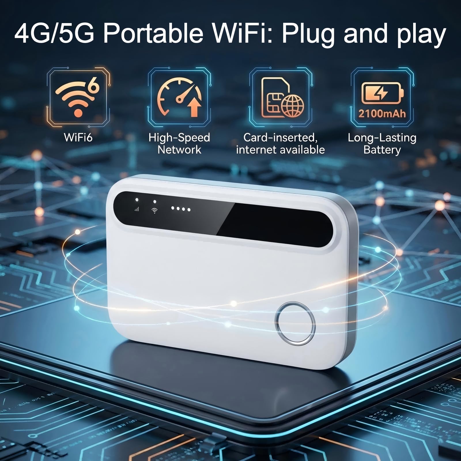 Routeur 5G Portable,WiFi 6 avec Slot SIM Déverrouillé – Modem 5G Carte SIM, Internet Mobile Haut Débit 5G/4G+, Jusqu’à 28 Appareils, Idéal Voyage & Télétravail-M