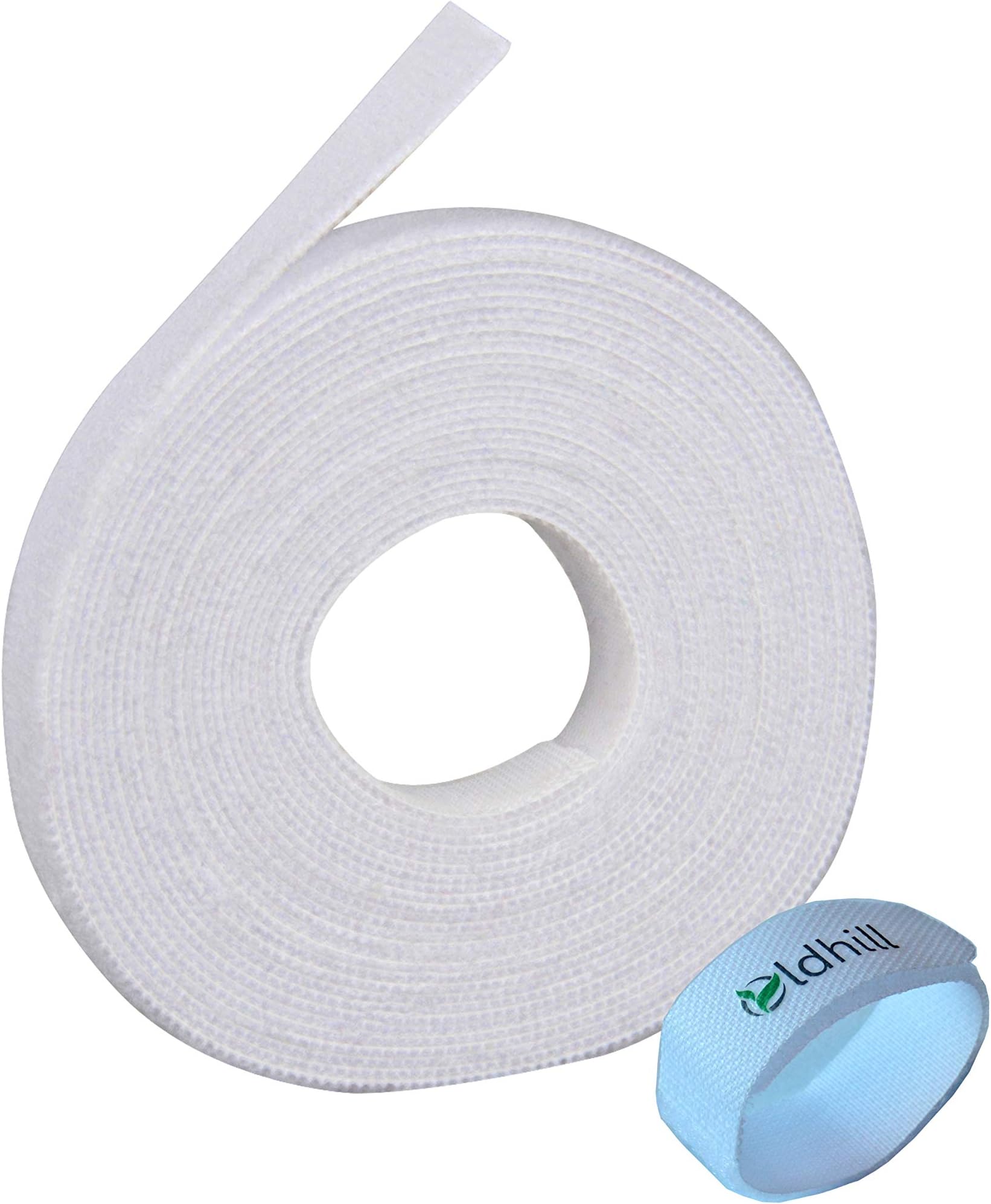 Fastening Tapes Hook and Loop Reusable Straps Wires Cords Cable Ties - 1/2" Width, 15' x 3 Rolls (White)