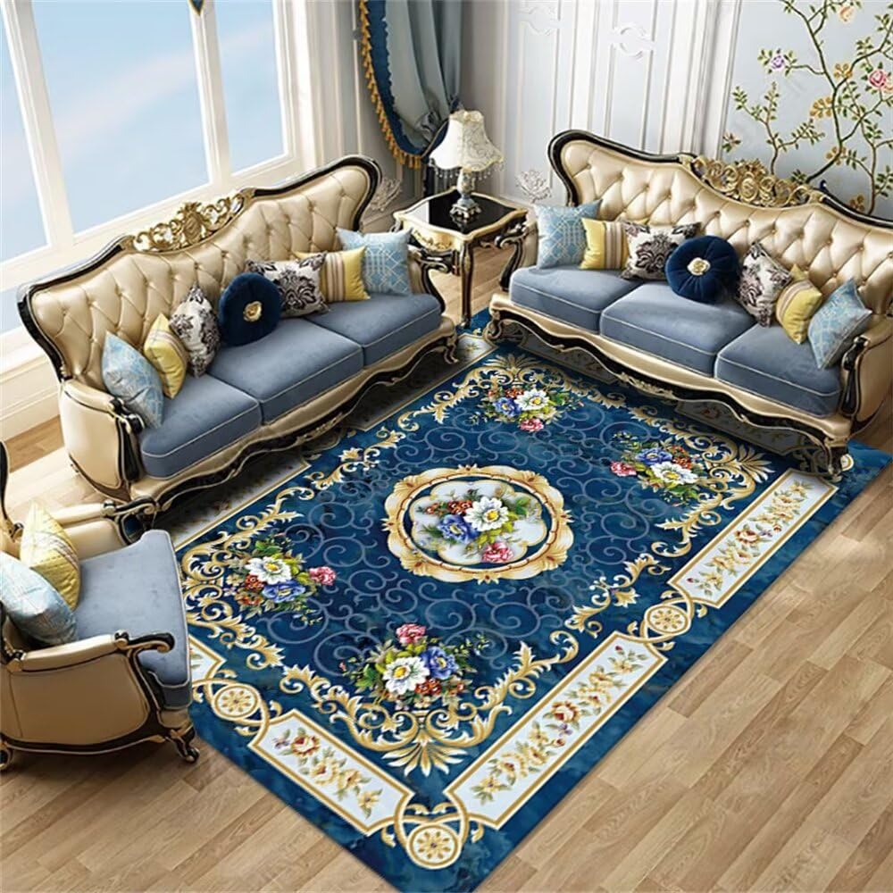 Tapis de canape bleu pour decoration chambre ado fille moderne et entree