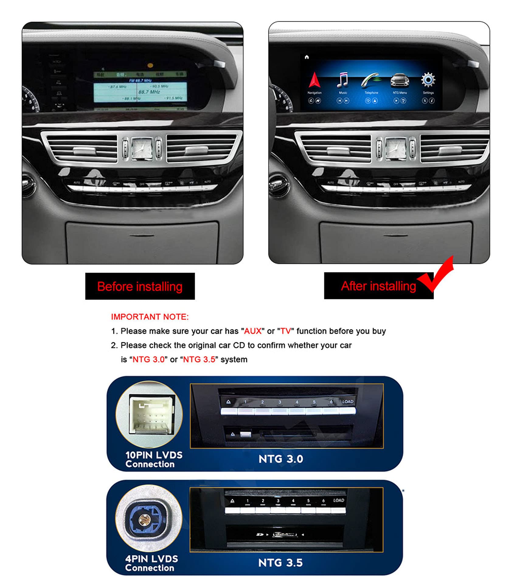 Amazon.co.jp: Android10カーラジオステレオ の Mercedes BENZ S W221