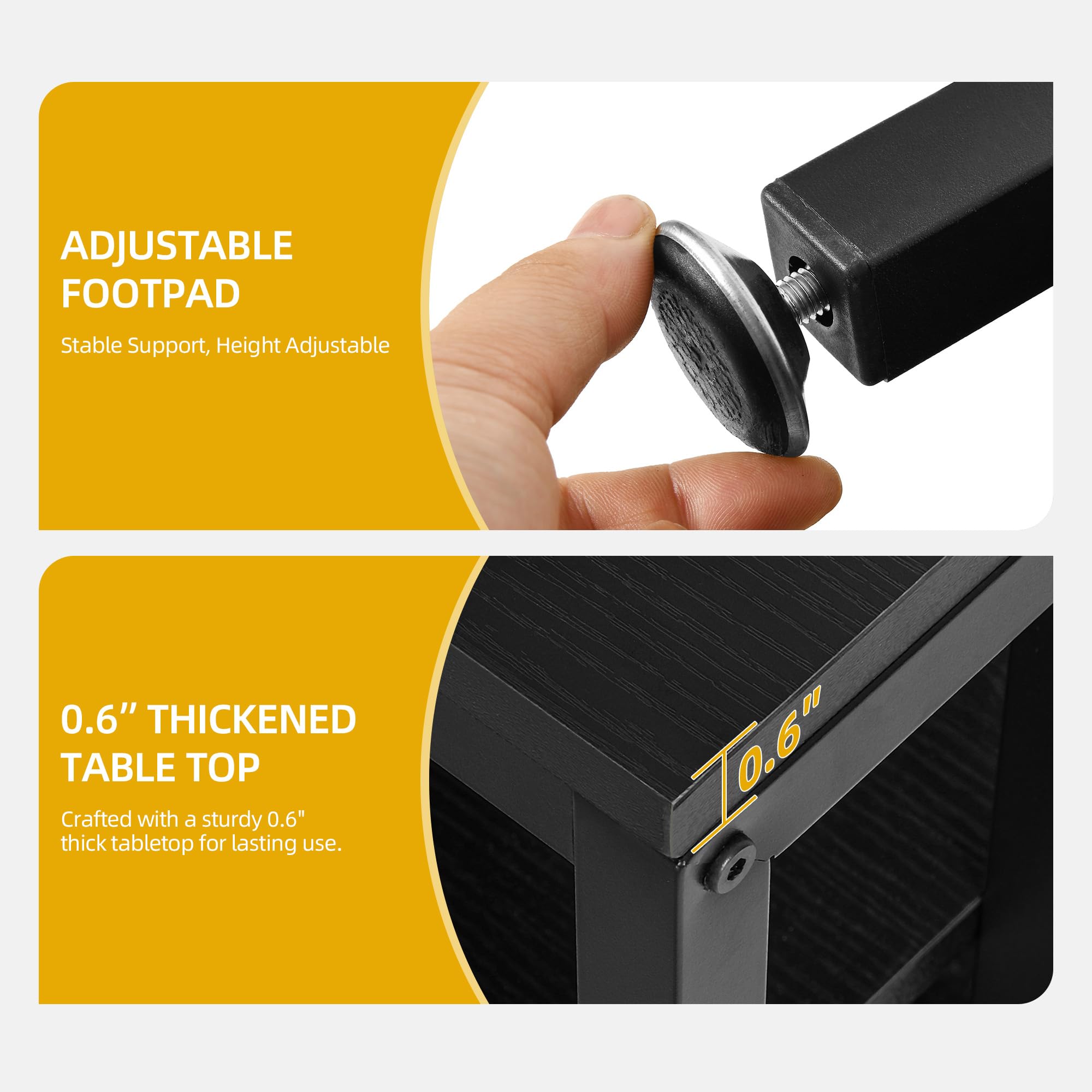 DWVO Black TV Stands for Living Room w/Power Outlet, TV Stand with Mount, LED Entertainment Center for 70/65/60 inch TV, Height Adjustable TV Console Cabinet, Black