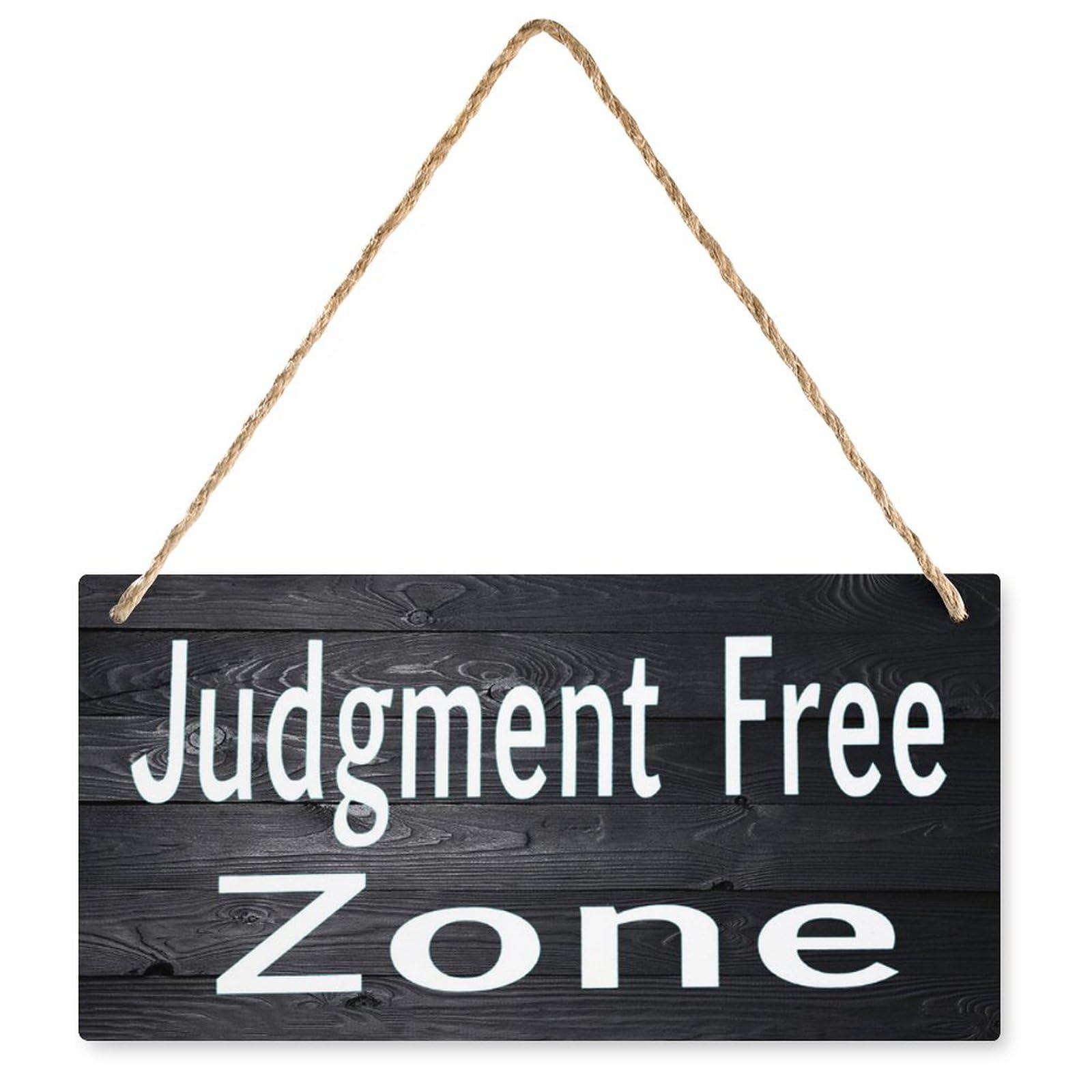 12X6 Inch Judgment Free Zone Rustic Sign - Vintage Bedroom/Home/Living Room/Garden/Cafe Decor, Gift for Accepting Souls & Hosts