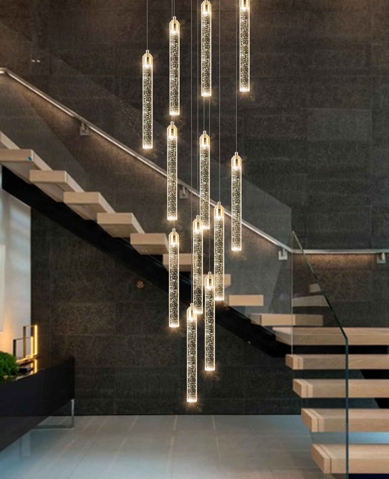 Lampadario a 12 luci Lampadari dimmerabili a LED per ingresso Lampada a sospensione a soffitto con montaggio a incasso Lampadari in cristallo per soggiorno Oro