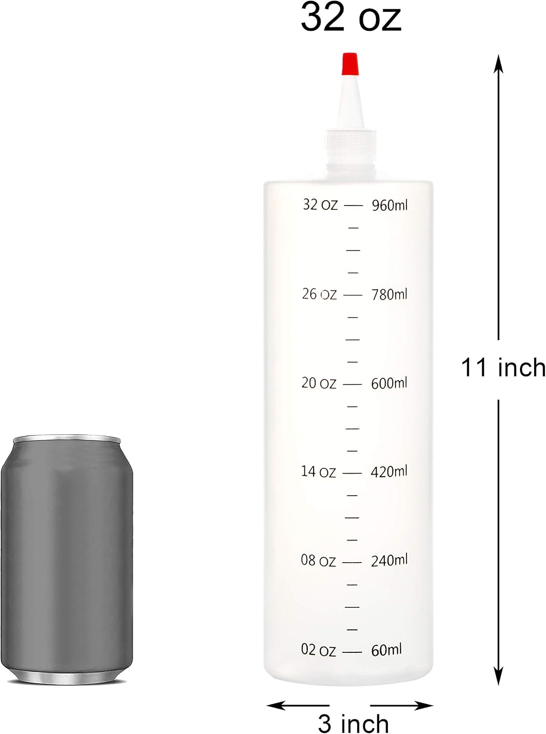 Youngever 4 Pack 32 Ounce Plastic Squeeze Bottles, HDPE Squeeze Bottles for Crafts, Food Art, Glue, Henna