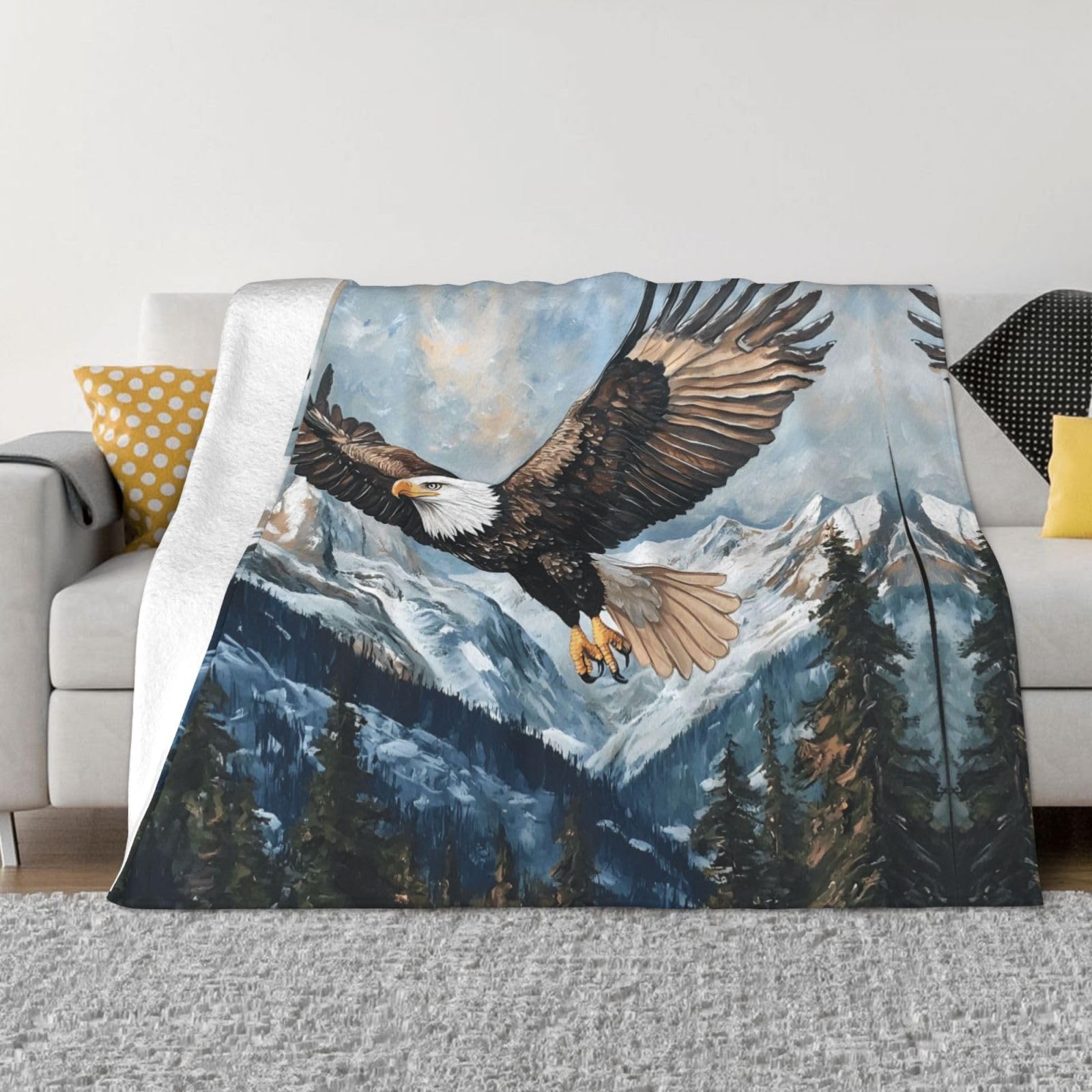 Couverture de canapé chaude pour salon et chambre - Plaid flanelle aigle pour vos soirées