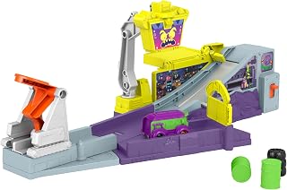 Fisher-Price DC Batwheels Spielzeugauto-Spielset, Zoom-Legion-Zentrale mit Rampe und Starter sowie Prank dem Jokermobil, ab 3 Jahren, HNP07