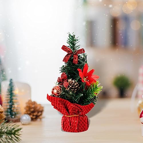 Miniatura 6 de Lindagary Mini árbol de Navidad de mesa, rojo, cloruro de polivinilo, 8.7 in de altura, 4.3 in de ancho