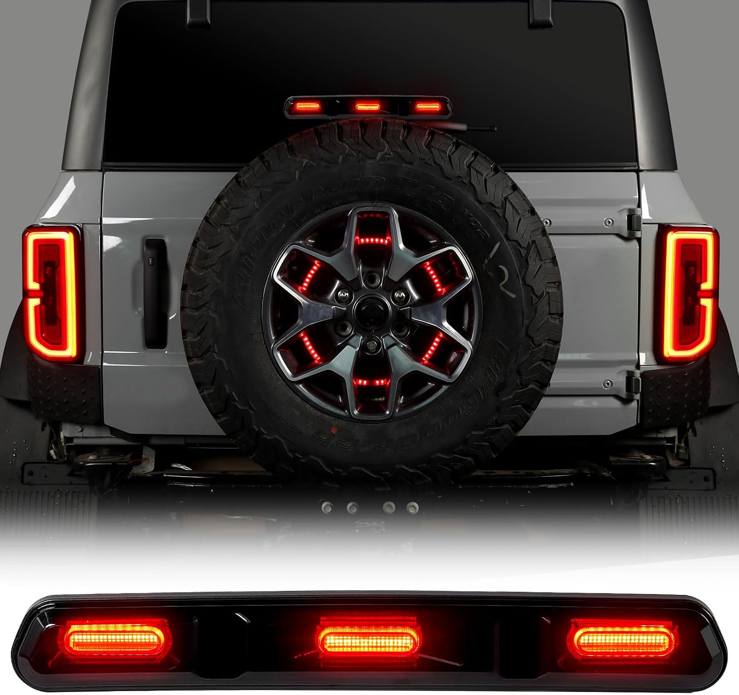 Bronco Raptor Rear Lamp LitMiRaCle LED Third Brake Light Replacement for Ford Bronco 2021 2022 ...