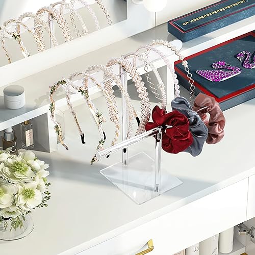 Miniatura 5 de Soporte para diadema de acrílico, organizador de lazos para el cabello, soporte de exhibición para diadema, organizadores de almacenamiento de