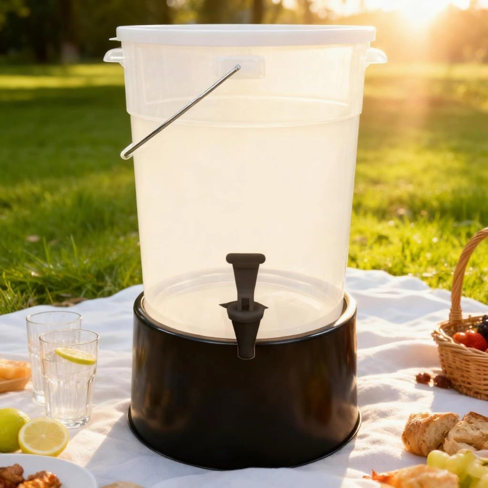 Dispensador de bebidas heladas de gran capacidad, contenedor a prueba de fugas con grifo para hogares, cocina, eventos al aire libre, refrigerador, jarra de agua fría, dispensador de bebidas