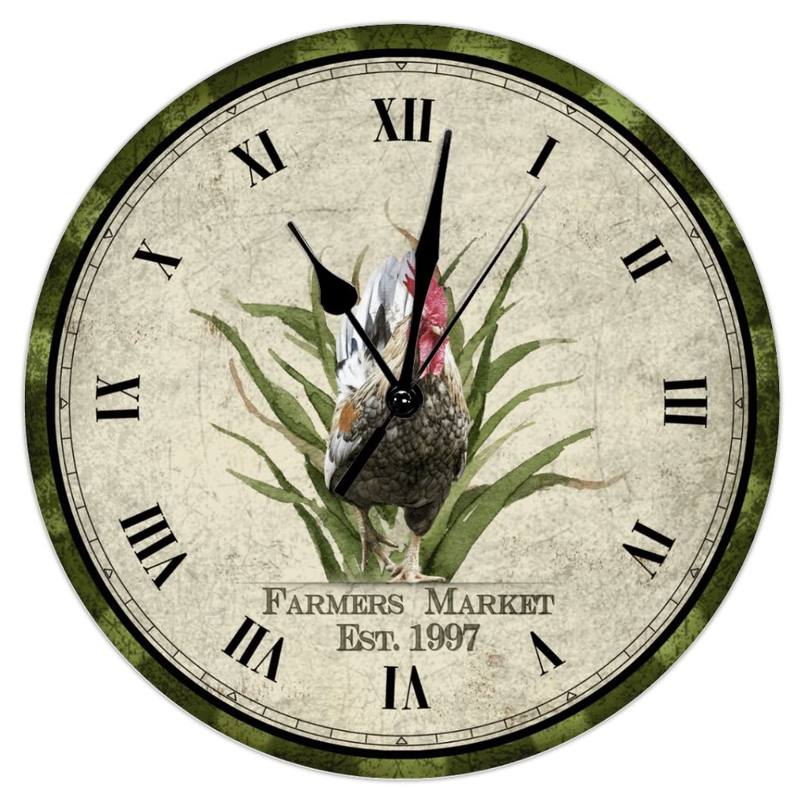 Horloge murale coq doré idée cadeau anniversaire bois