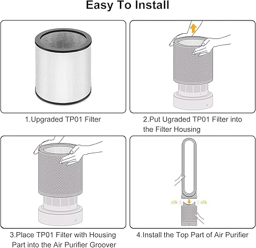 Miniatura 7 de Filtro de repuesto HEPA TP01 mejorado compatible con los modelos Dyson Tower Purifier Pure Cool Link TP01, TP02, TP03, AM11, BP01, comparado con los