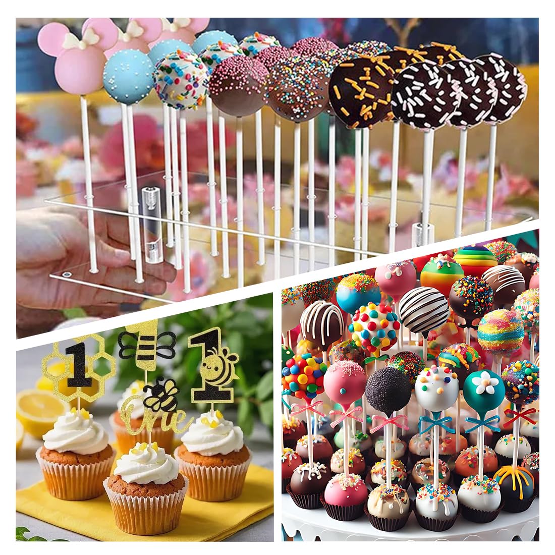 Bâtonnets Cake Pop en papier solide 10 cm blanc, support pour sucettes, chocolat, bonbons