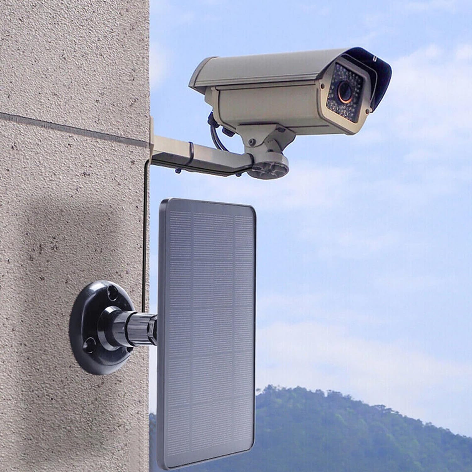Panneau solaire pour caméra Ring, module solaire 4W pour caméra de surveillance extérieure avec batterie, chargeur solaire type C avec support réglable à 360° et câble de charge de 3 m, panneau