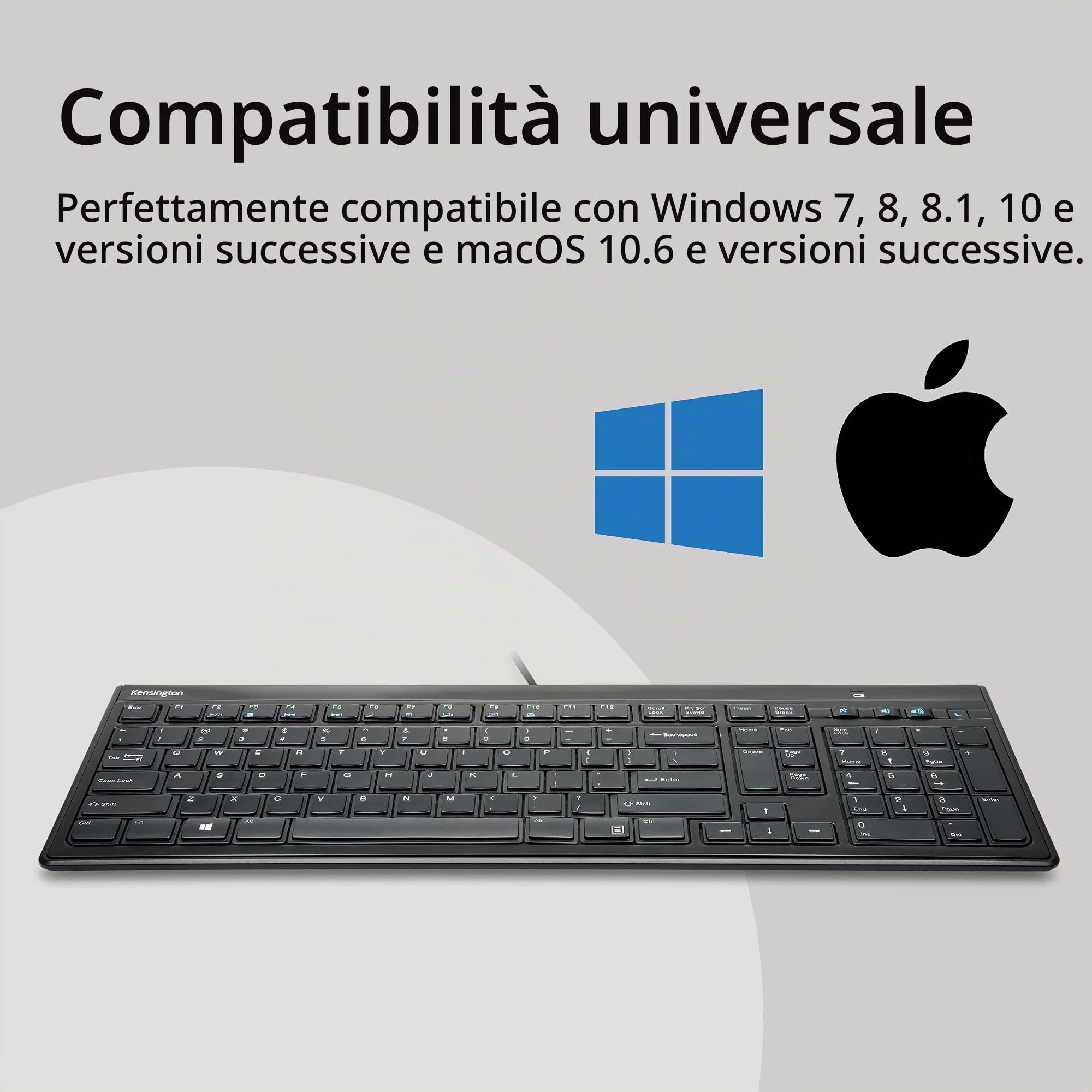 Kensington K72357FR Tastiera cablata ultra piatta Advance Fit AZERTY nera