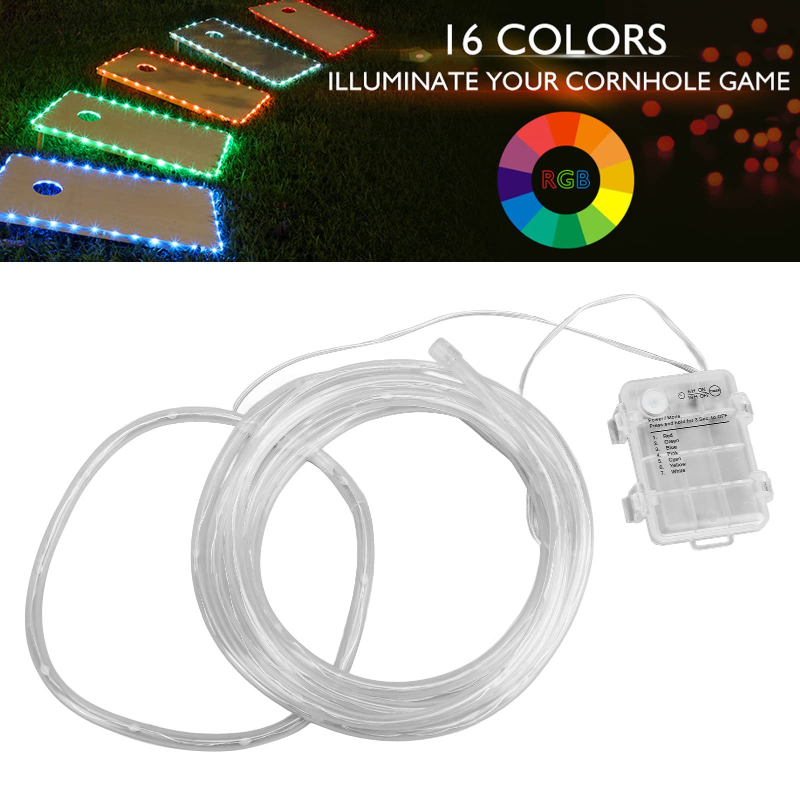 Fockety Lumières LED pour Cornhole, 2Pcs, RVB Télécommandée