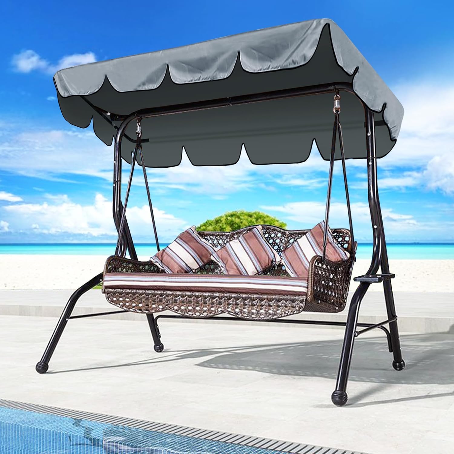 Housse de rechange pour balancelle d'été - Pour hamac 2 et 3 places - Imperméable - Protection UV - Parfaite pour terrasse et jardin - 190 x 132 x 15 cm
