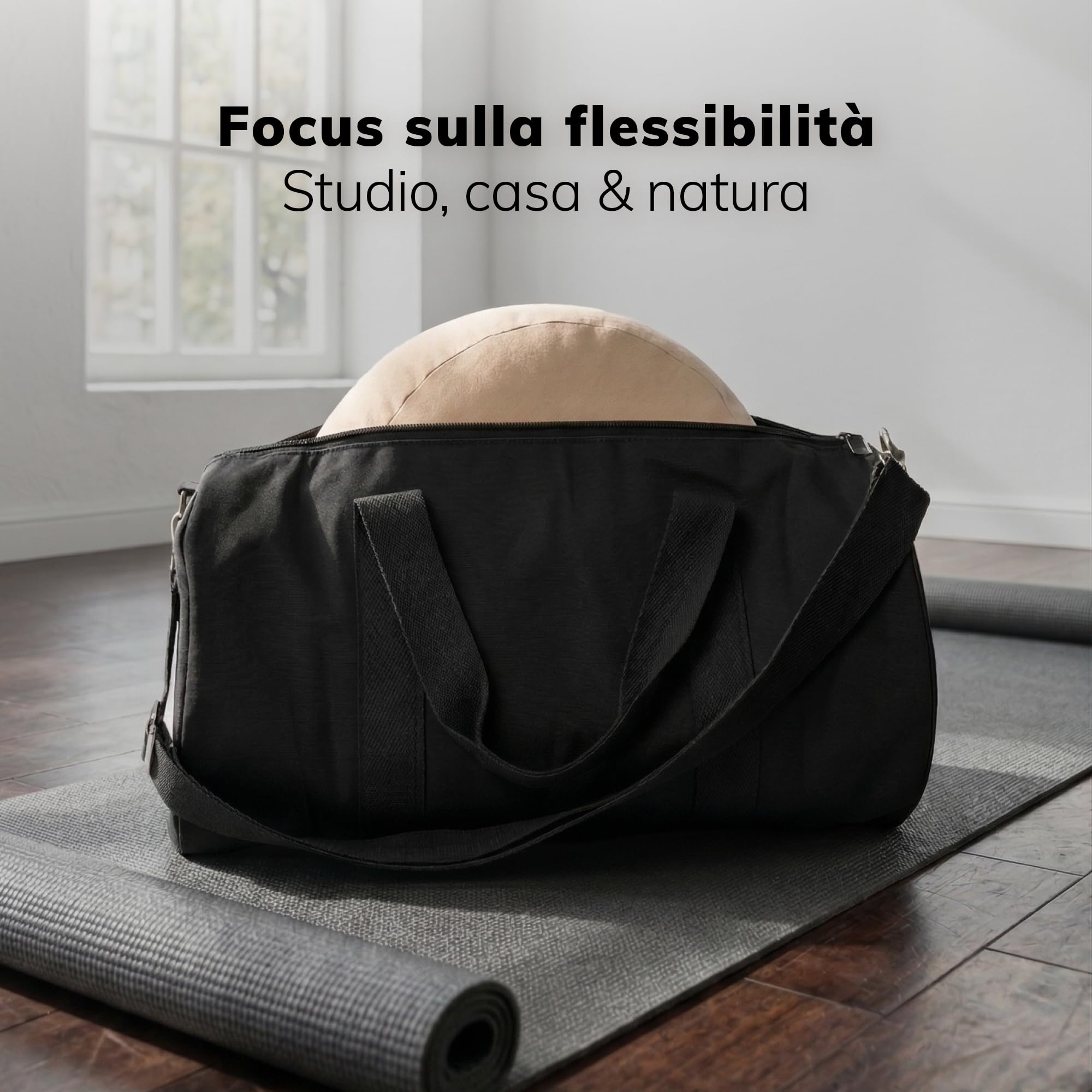MYLILY Cuscino Yoga Meditazione – cuscino yoga rotondo Ø 29 cm – 10 cm piatto & 255 g leggero – cuscino pavimento con fodera cotone lavabile – vegano – Beige