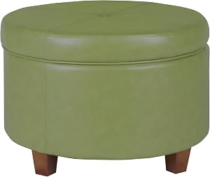 Best Storage Ottomans for the Bedroom (Style Meets Function on Amazon) HomePop Round Leatherette Storage Ottoman with Lid, Moss Green Large
