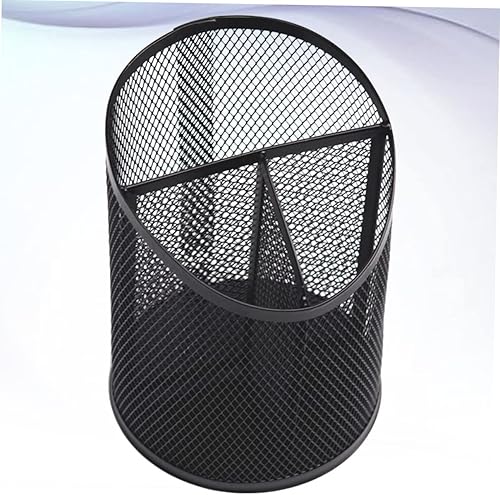 Miniatura 5 de STOBOK Soporte redondo de malla para lápices, organizador de escritorio de oficina, contenedor de lápices de malla, soporte para lápices de metal,